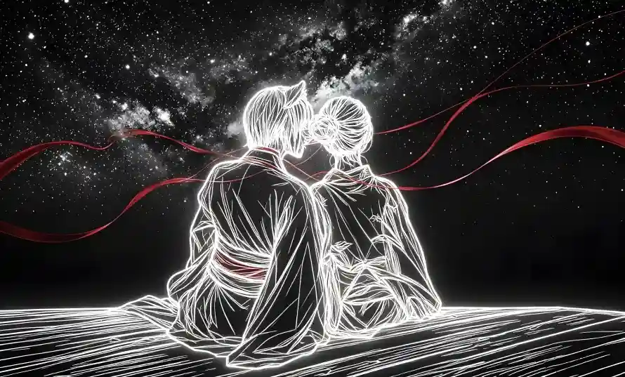4k剪影壁纸-和服 - 夜晚-巴卫「哲风壁纸」