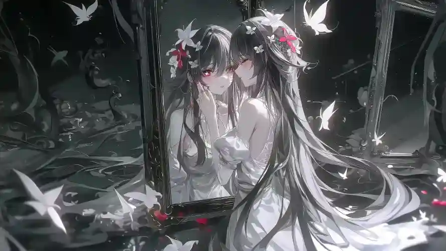 4k原神壁纸-少女 - 森林-红瞳「哲风壁纸」