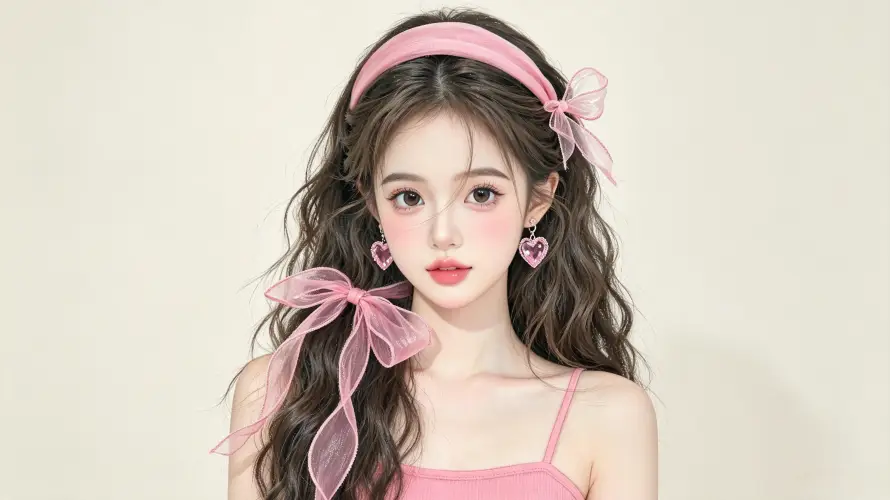 3k卷发壁纸-好看 - 少女-插画「哲风壁纸」