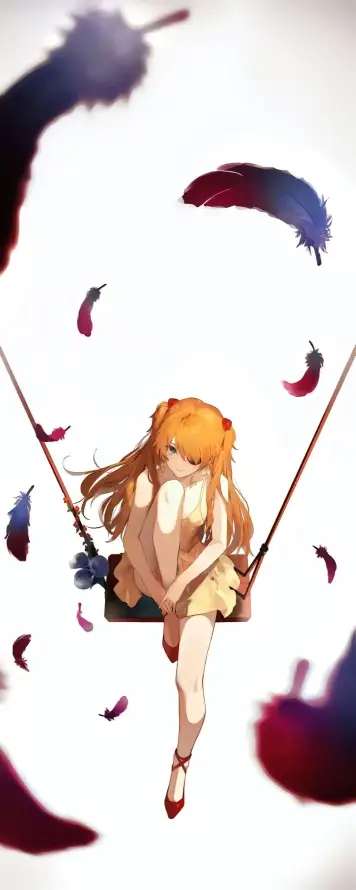 4k插画壁纸 - 白色 - 秋千 - 羽毛「哲风壁纸」