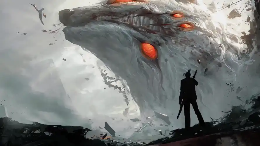 4k剪影壁纸-废墟 - 恶魔-插画「哲风壁纸」