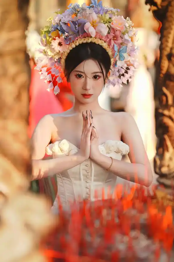 4k人像壁纸 - 户外 - 暖光 - 祈福「哲风壁纸」