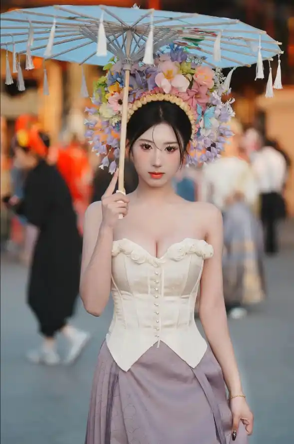 4k人像壁纸 - 写真 - 古街 - 簪花「哲风壁纸」