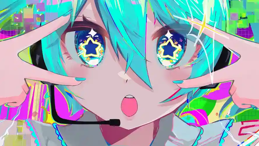 8k少女壁纸-插画 - 炫彩-耳机「哲风壁纸」