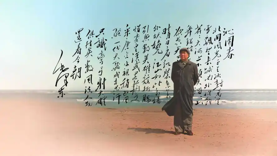 2k书法壁纸-伟人 - 大衣-沙滩「哲风壁纸」