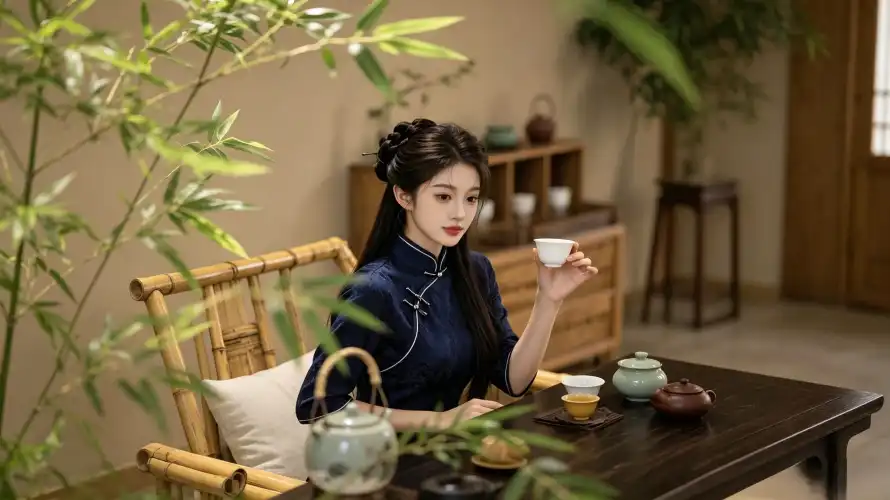 3k品茶壁纸-国风 - 好看-旗袍「哲风壁纸」