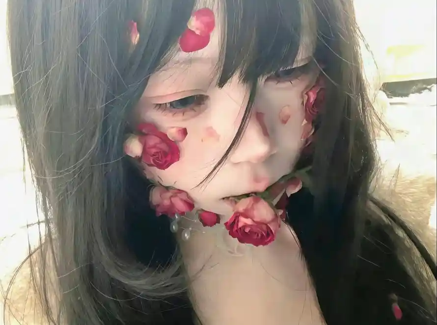 3k人物壁纸-花 - 侧脸-写真「哲风壁纸」