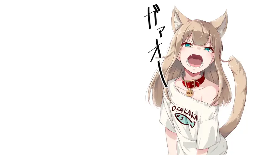 2k兽耳壁纸-少女 - 张嘴-猫娘「哲风壁纸」