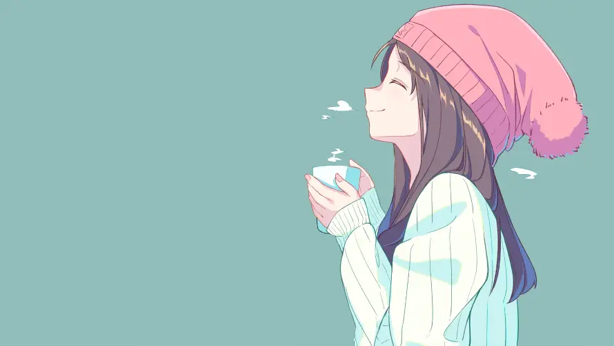 3k少女壁纸-插画 - 毛衣-治愈「哲风壁纸」