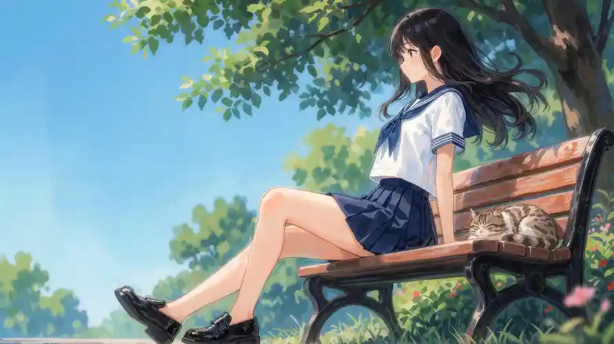 3k夏日壁纸-jk - 树荫-猫咪「哲风壁纸」