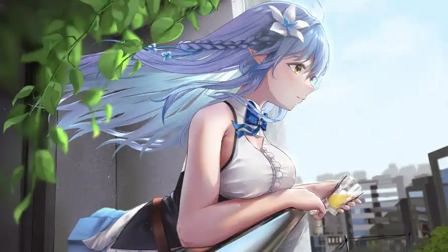 3k侧颜壁纸-冷饮 - 少女-晴天「哲风壁纸」