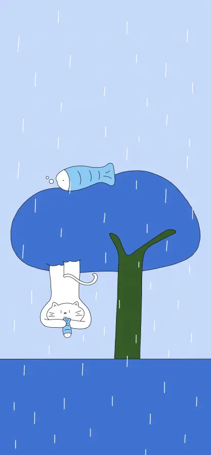 4k下雨壁纸 - 卡通 - 可爱 - 小猫「哲风壁纸」