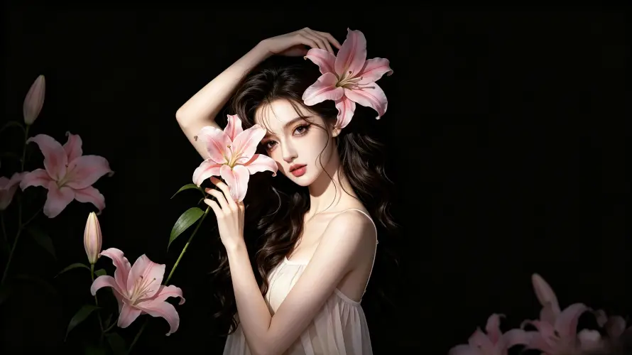 3k写真壁纸-卷发 - 好看-少女「哲风壁纸」