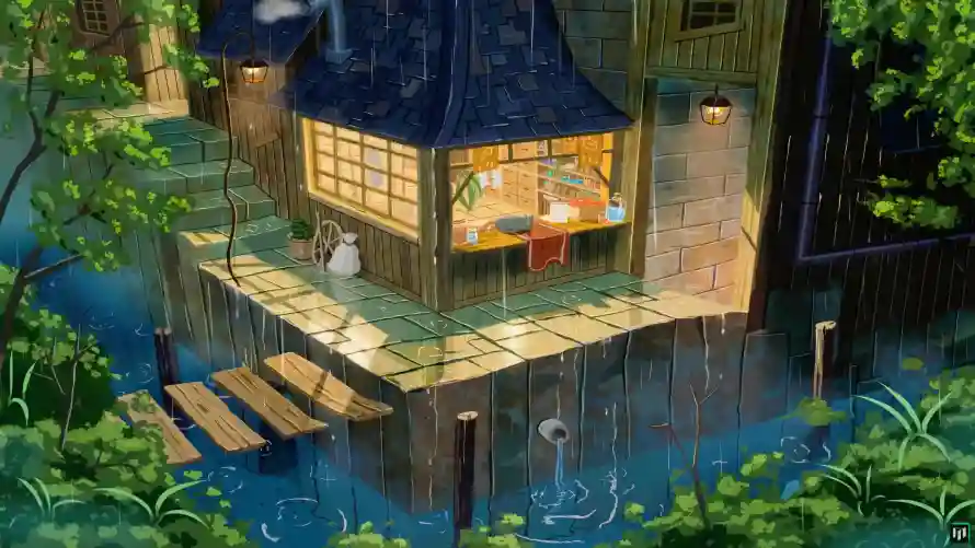 4k下雨壁纸-日系 - 暖光-江南「哲风壁纸」