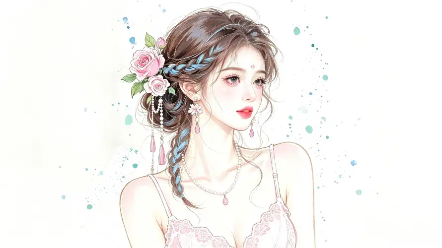 3k发饰壁纸-吊带 - 少女-手绘「哲风壁纸」