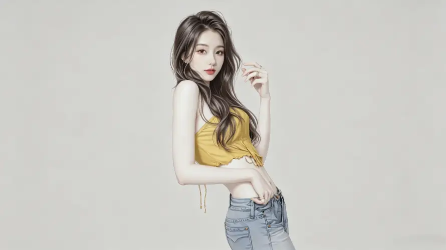 3k写真壁纸-卷发 - 时尚-美女「哲风壁纸」