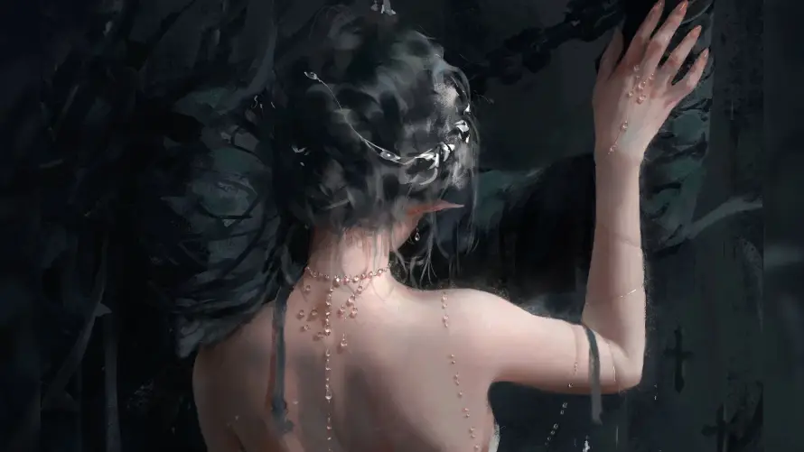 3k卷发壁纸-女性 - 插画-露背「哲风壁纸」