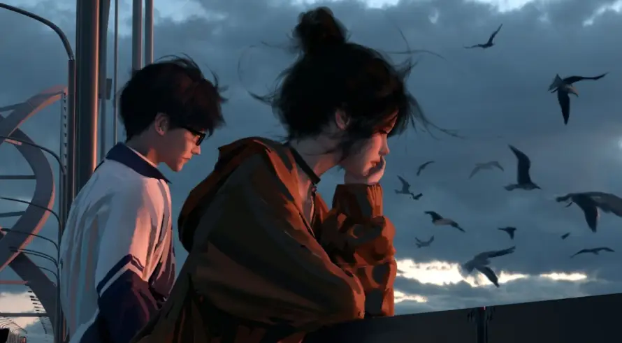 2k侧影壁纸-傍晚 - 卫衣-天空「哲风壁纸」