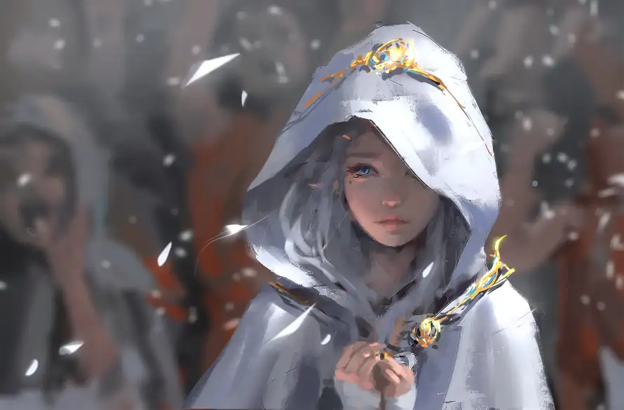3k下雪壁纸-佩剑 - 兜帽-插画「哲风壁纸」