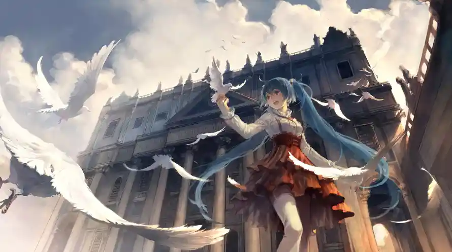 4k云朵壁纸-动漫 - 天空-少女「哲风壁纸」