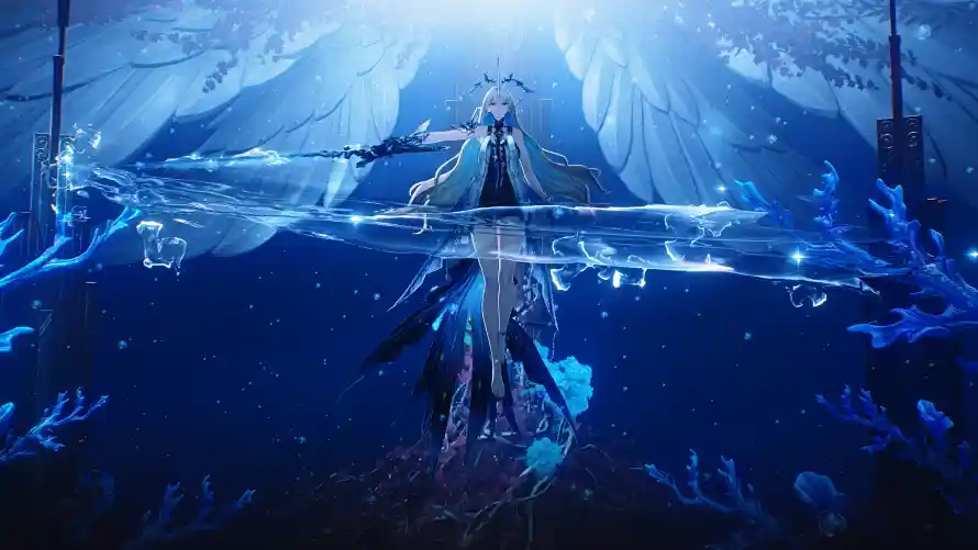 3k光影壁纸-冷调 - 水面-蓝发「哲风壁纸」