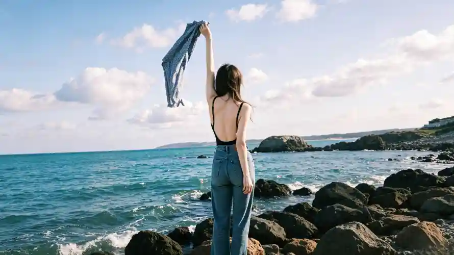 3k大海壁纸-女孩 - 海岸-海边「哲风壁纸」