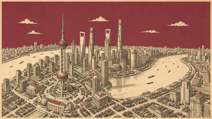 3k上海壁纸-云朵 - 插画-河流「哲风壁纸」