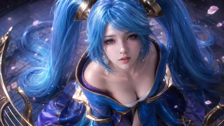 4k3D壁纸-古琴 - 娑娜-琴女「哲风壁纸」