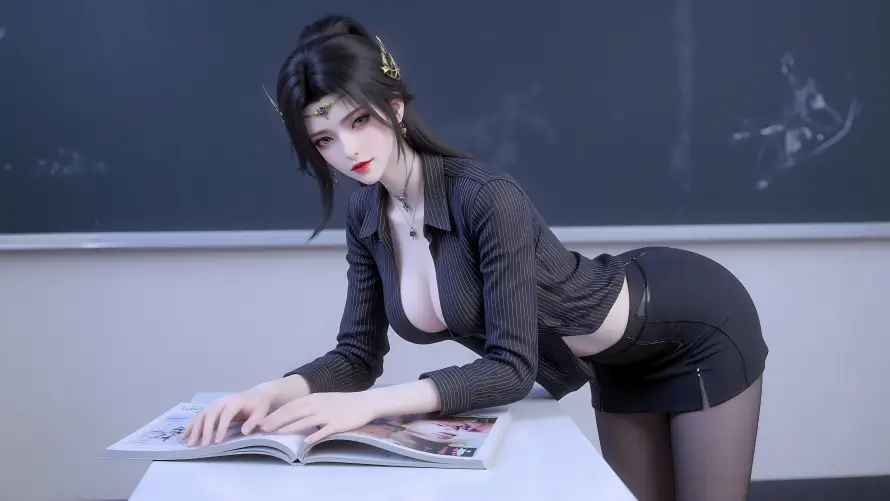 8k制服壁纸-书 - 御姐-教室「哲风壁纸」