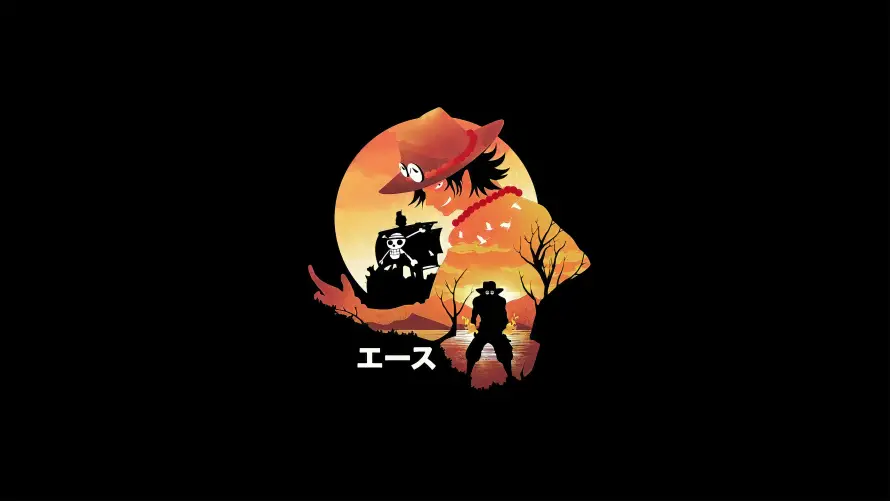 5k剪影壁纸-橙色 - 火拳-艾斯「哲风壁纸」