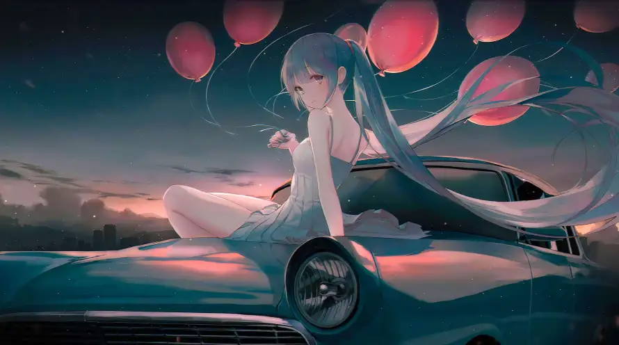 7k傍晚壁纸-动漫 - 天空-少女「哲风壁纸」