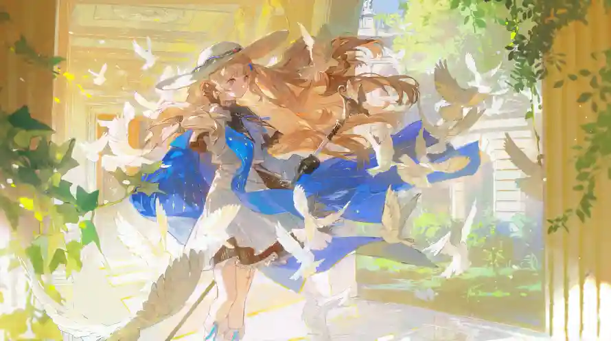 5k动漫壁纸-少女 - 白鸽-精灵「哲风壁纸」