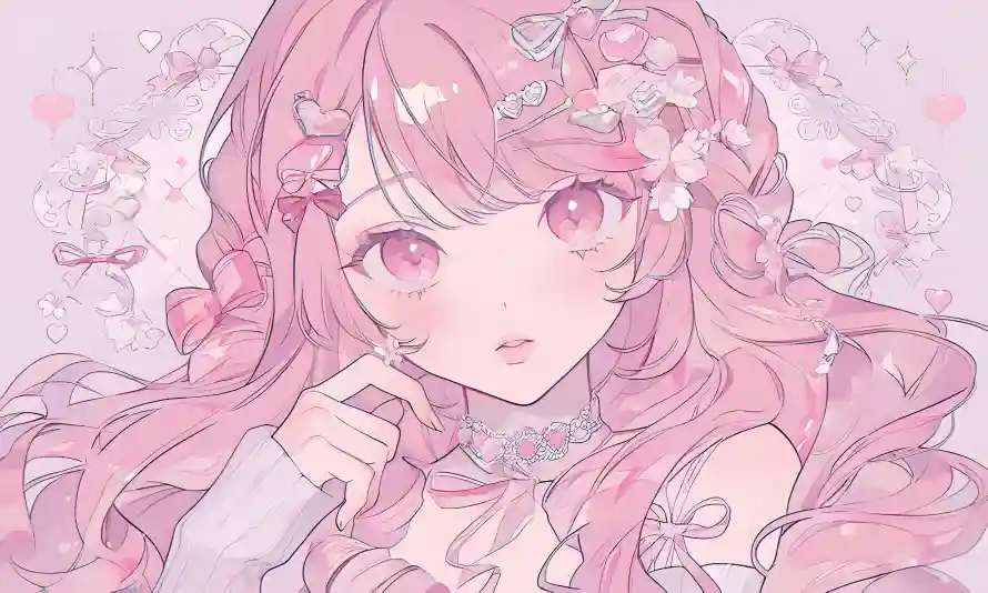 3k卷发壁纸-发饰 - 少女-插画「哲风壁纸」