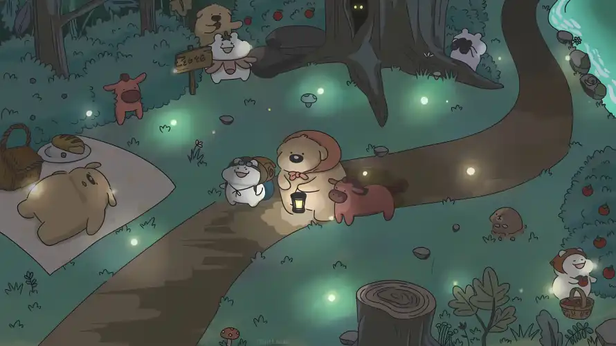 2k卡通壁纸-可爱 - 夜晚-小径「哲风壁纸」