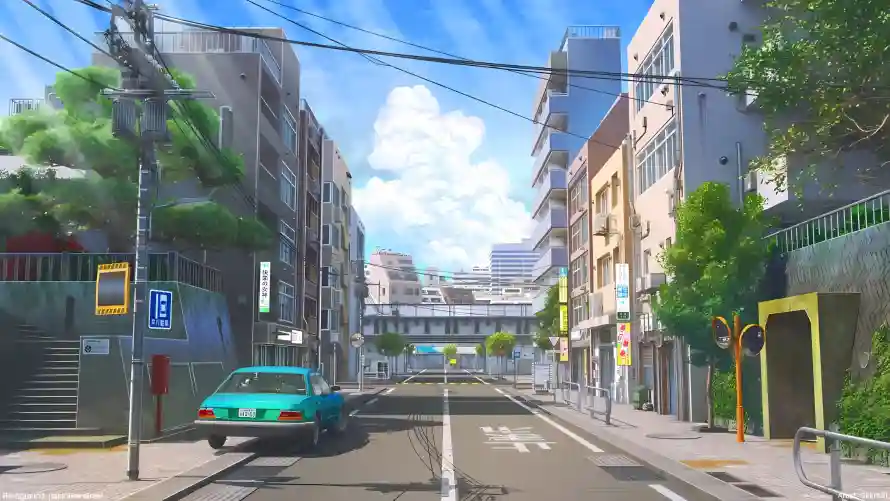 2k晴天壁纸-楼房 - 汽车-白云「哲风壁纸」