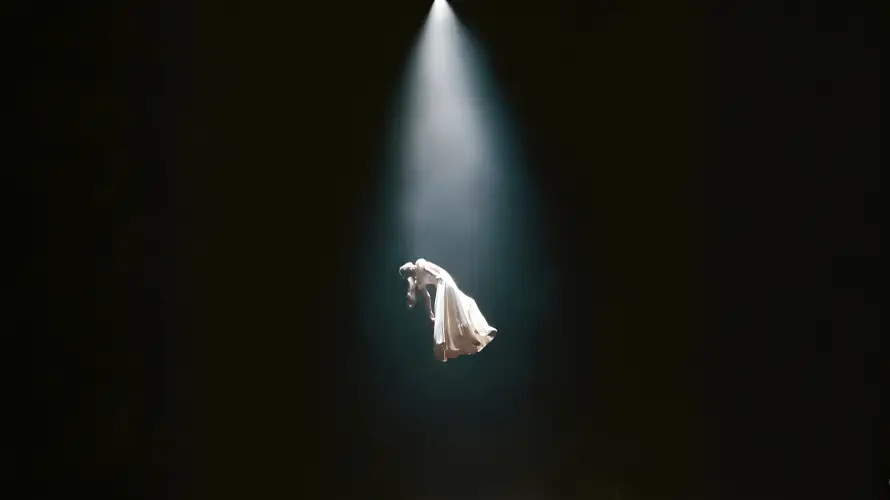 2k光影壁纸-光束 - 灯光-白裙「哲风壁纸」