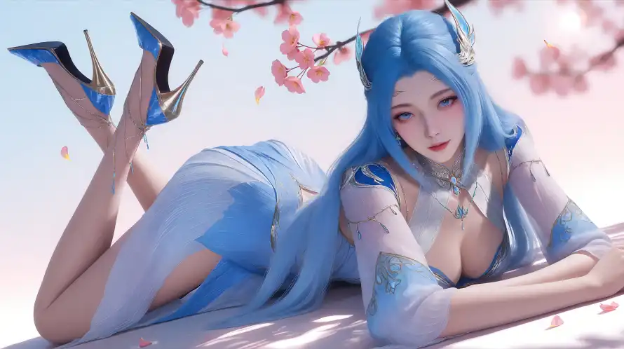 6k3D壁纸-侧卧 - 古风-少女「哲风壁纸」
