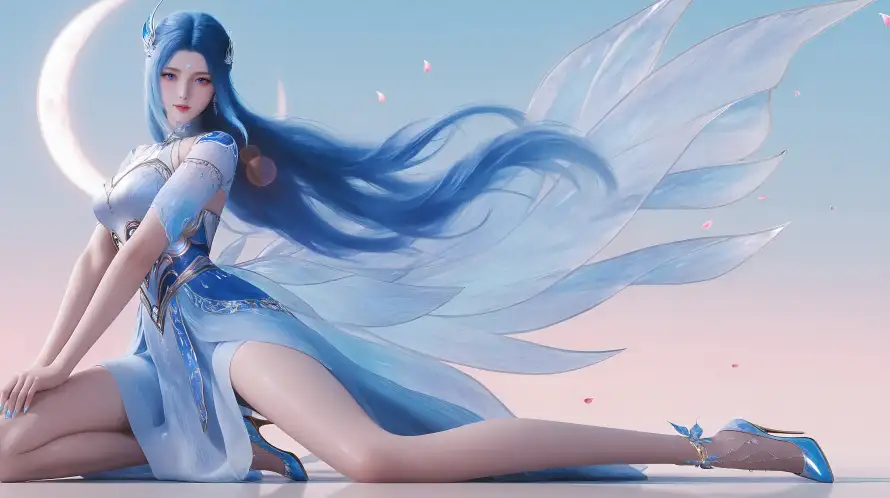 6k3D壁纸-女性 - 月牙-翅膀「哲风壁纸」