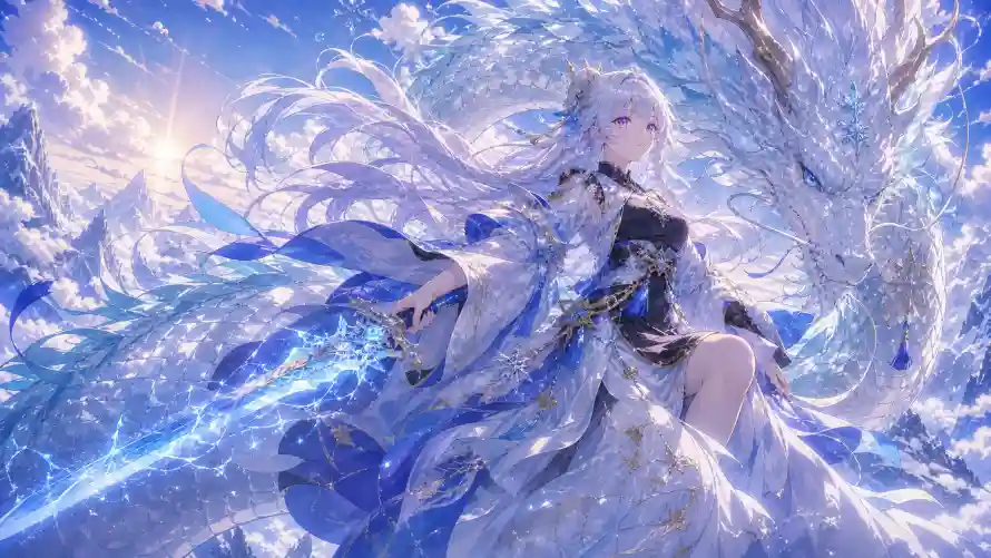 2k云朵壁纸-剑 - 天空-少女「哲风壁纸」