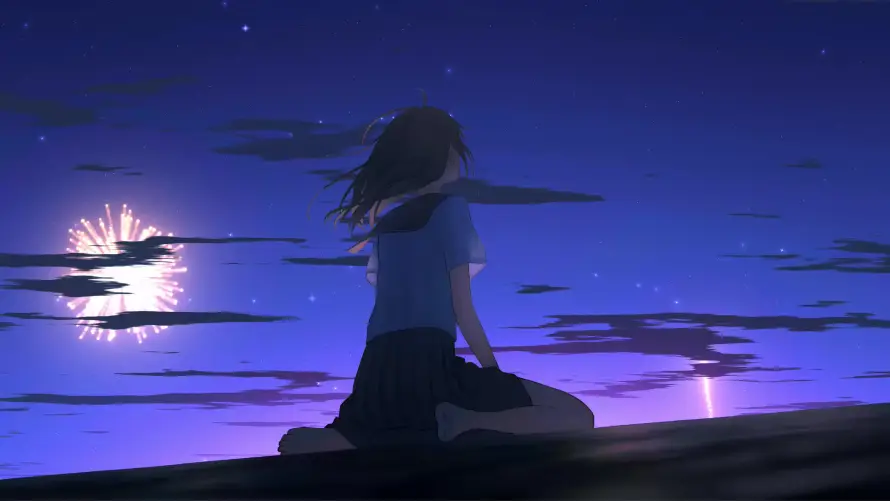 4k云朵壁纸-剪影 - 坐姿-夜晚「哲风壁纸」