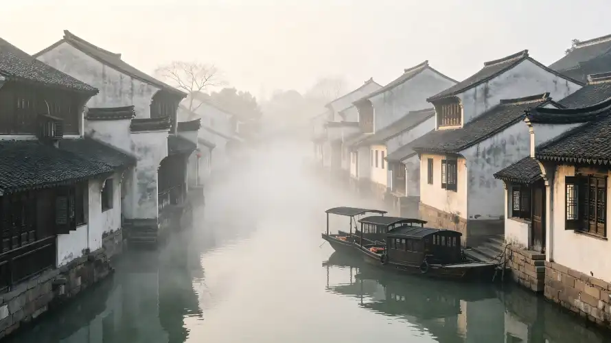 3k古镇壁纸-建筑 - 徽派-晨雾「哲风壁纸」