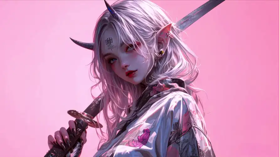 4k剑士壁纸-角 - 少女-恶魔「哲风壁纸」