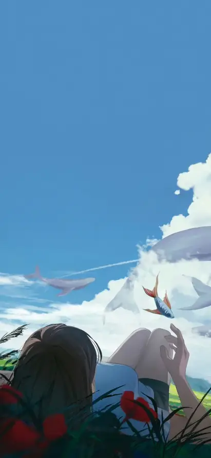 4k少女壁纸 - 插画 - 晴空 - 白云「哲风壁纸」