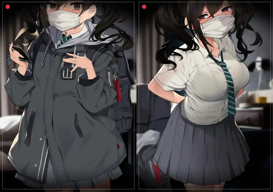 5k口罩壁纸-校服 - 黑发-二次元「哲风壁纸」