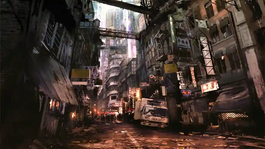 4k复古壁纸-小巷 - 建筑-招牌「哲风壁纸」