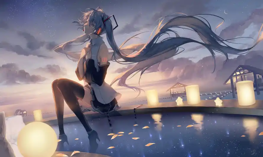 3k少女壁纸-暖光 - 水畔-水面「哲风壁纸」