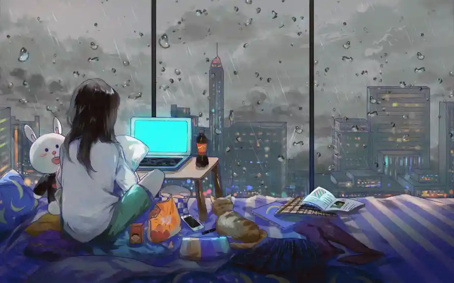 4k书籍壁纸-卧室 - 城市-女孩「哲风壁纸」