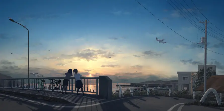 4k大桥壁纸-少女 - 少年-情侣「哲风壁纸」