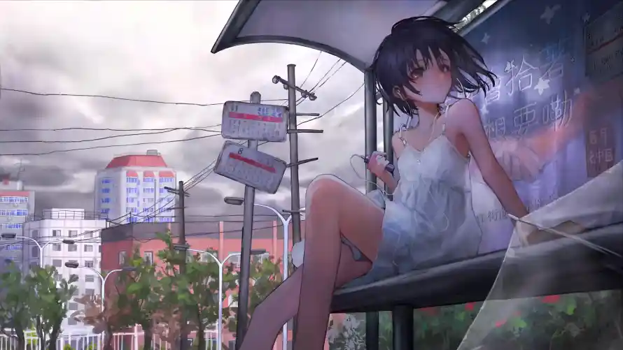 4k少女壁纸-树木 - 楼房-短发「哲风壁纸」