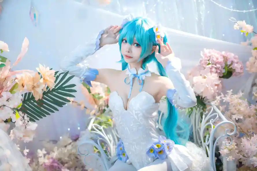8k少女壁纸-白裙 - 花饰-鲜花「哲风壁纸」